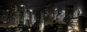 The NYC skyline at night